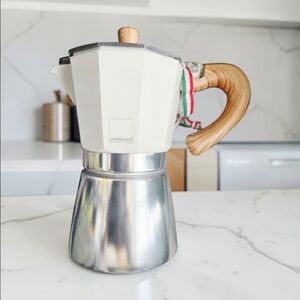 NEW Gnali & Zan White Italian Aluminum 6-Cups of Espresso Coffee Maker Pot NWT